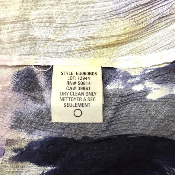 VTG Elie Tahari Silk Blouse Sheer Iris Floral Volant Front M Ethereal Y2K Romant - Picture 6 of 7